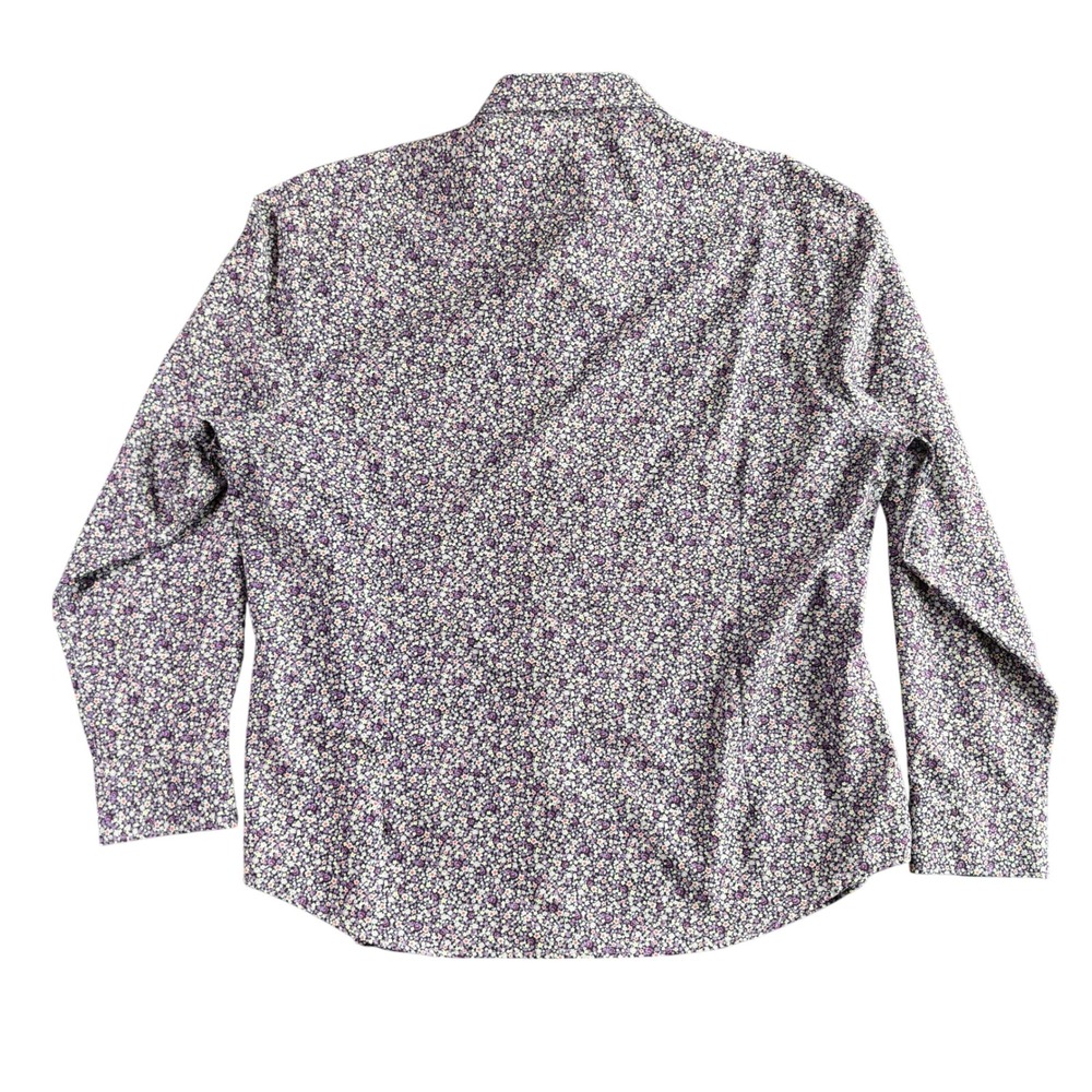 Con.Struct Mens XXL Slim Fit Purple Floral 4 Way Stretch Button Down Shirt - Picture 3 of 8